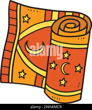 Ramadan preghiera Mat Cartoon colorato Clipart Illustrazione Vettoriale