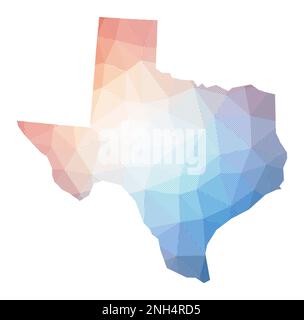 Mappa del Texas. Illustrazione in basso poli dello stato degli Stati Uniti. Design geometrico con strisce. Tecnologia, Internet, concetto di rete. Illustrazione vettoriale. Illustrazione Vettoriale