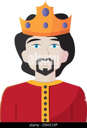 Isolato carino avatar re con corona Vector Illustrazione Vettoriale