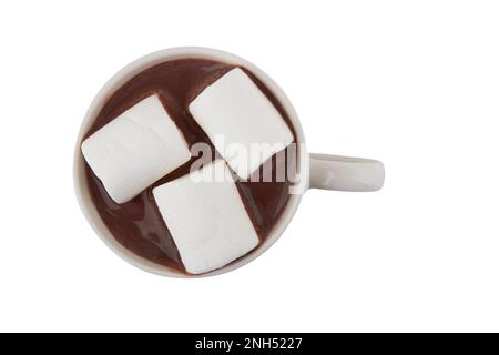 Tazza di cacao caldo con marshmallows isolato su sfondo bianco Foto Stock