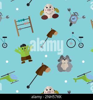 Sfondo senza cuciture con icone giocattolo Vector Illustrazione Vettoriale