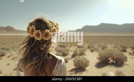 Donna escursioni nel deserto del Namib, concetto di avventura Foto Stock