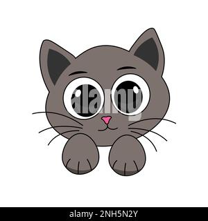 Carino gatto faccia vignetta clipart Illustrazione Vettoriale