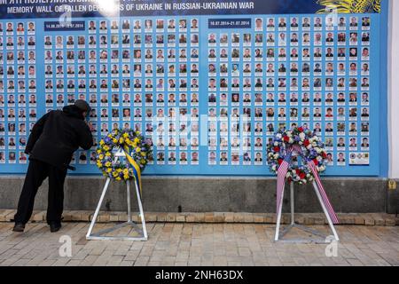 Atmosfera il giorno della storica visita del presidente degli Stati Uniti Joe Biden nella capitale Kyiv, Ucraina, il 20 febbraio 2023, Foto di Ammar Abd Rabbo/ABACAPRESS.COM Foto Stock