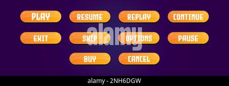 Pulsanti dell'interfaccia utente impostati per giochi o applicazioni. Pulsanti dell'interfaccia utente del gioco. Elementi dell'interfaccia delle applicazioni mobili. Pulsanti di raccolta per lo sviluppo mobile, casua Illustrazione Vettoriale