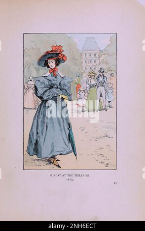 Moda vintage a Parigi. Domenica alle Tuileries, 1831 le varie fasi di gusto ed estetica femminile dal 1797 al 1897 Foto Stock