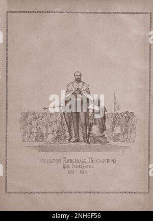 Incisione di Alessandro II di Russia. 1913 Alessandro II (1818–1881) fu imperatore di Russia, re di Polonia e granduca di Finlandia dal 2 marzo 1855 fino al suo assassinio nel 1881. Foto Stock