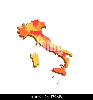 Italia carta politica delle divisioni amministrative - regioni. Mappa 3D in tonalità di colore arancione. Illustrazione Vettoriale