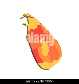 Sri Lanka carta politica delle divisioni amministrative - province. Mappa 3D in tonalità di colore arancione. Illustrazione Vettoriale