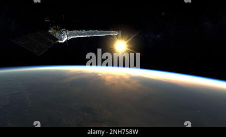 Rappresentazione realistica della terra vista dallo spazio. Elementi di questa immagine fornita dalla NASA. rendering 3d Foto Stock