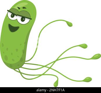 Illustrazione vettoriale di un batterio Helicobacter pylori in stile cartoon isolato su sfondo bianco Illustrazione Vettoriale