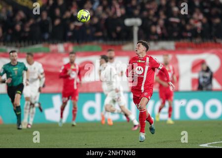 Monza, Italia. 18th Feb, 2023. Matteo Pessina di Monza in azione durante la Serie 2022-23 Una partita di calcio TIM tra AC Monza e AC Milan allo stadio U-Power. Punteggio finale; Monza 0:1 Milano. Credit: SOPA Images Limited/Alamy Live News Foto Stock