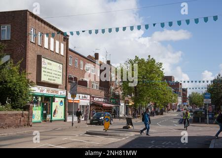 Vista sulla High Street di Exeter, Devon, Regno Unito Foto Stock