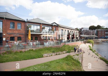 Vista del Quay by the River exe a Exeter, Devon, Regno Unito Foto Stock