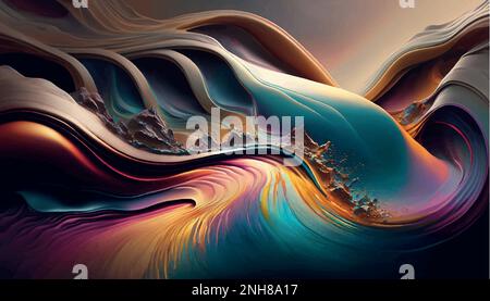 Vernice a inchiostro di lusso. Struttura in marmo di pietra dorata, arte contemporanea Sfondo in ceramica. Acquerello Illustrazione Vettoriale