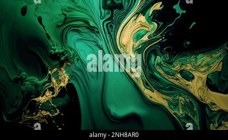 Carta da parati astratta di lusso in marmo verde e sfondo con texture oro. Marmo verde scuro smeraldo Illustrazione Vettoriale