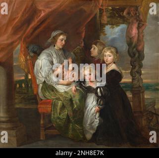 Sir Peter Paul Rubens (e forse Jacob Jordaens) Deborah Kip, moglie di Sir Balthasar Gerbier, e dei suoi figli 1629/1630, Foto Stock