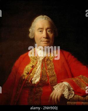 David Hume (1711-1776), filosofo, storico ed economista scozzese dell'Illuminismo, meglio conosciuto per il suo sistema altamente influente di empirismo filosofico, scetticismo e naturalismo. Pittura di Allan Ramsay (1713-1784), 1766. Foto Stock