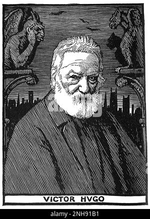 Victor Hugo (1802-1885), poeta francese, romanziere, saggio, drammaturgo, E drammatista del movimento romantico. Legno di Robert Bryden (1865-1939), artista e scultore scozzese, 1901. Foto Stock