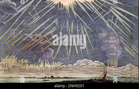 Illustrazione dei fenomeni celesti osservati il 16th novembre 1729 da Conrado Zumbach de Croesvelt. Foto Stock