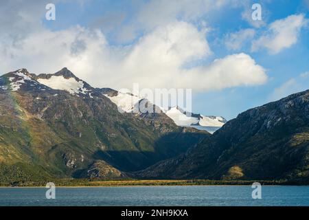 Panorama di Holanda o ghiacciaio olandese nel Glacier Alley di Beagle canale in Cile Foto Stock
