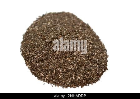 Semi di chia essiccati ad alto contenuto di fibre alimentari, vitamine, minerali, proteine, grassi e carboidrati, Ricco in vitamine di B, tiamina e niacina, it' Foto Stock