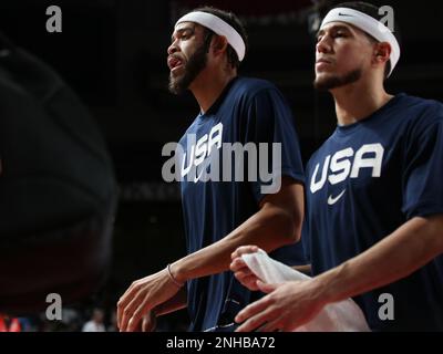 7 AGOSTO 2021: Javale McGee degli Stati Uniti nella finale di pallacanestro maschile tra Stati Uniti e Francia ai Giochi Olimpici di Tokyo 2020 (Foto di Mickael Chavet/RX) Foto Stock