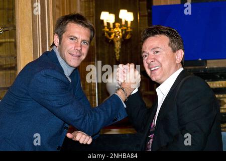 Emanuele Filiberto, Valeria Marini ed Enzo Ghinazzi Pupo alias Foto Stock