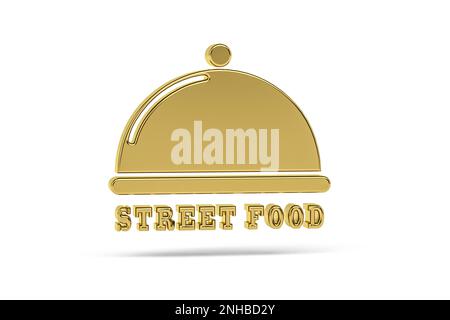 Golden 3D Street food icona isolato su sfondo bianco - rendering 3D Foto Stock