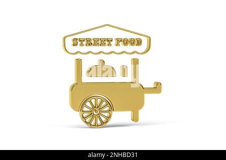 Golden 3D Street food icona isolato su sfondo bianco - rendering 3D Foto Stock