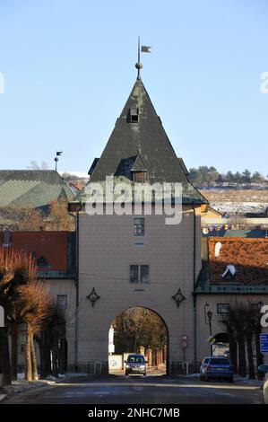 Porta di Košice, Levoča, Lőcse, regione di Prešov, Repubblica slovacca, Europa Foto Stock