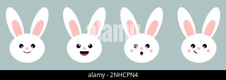 Set di conigli di pasqua cartone animato. Illustrazione vettoriale Illustrazione Vettoriale