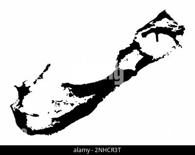 Mappa Bermuda silhouette isolata su sfondo bianco Illustrazione Vettoriale
