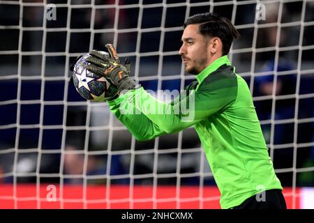 FRANCOFORTE - il portiere della SSC Napoli Alex Meret prima della partita della UEFA Champions League Round of 16 tra Eintracht Frankfurt e SSC Napoli allo stadio del Bank Park in Germania il 21 febbraio 2023 a Francoforte sul meno, in Germania. AP | altezza olandese | GERRIT DI COLONIA Foto Stock