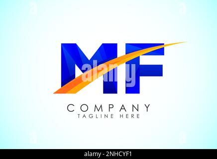 Modello vettoriale per il design del logo M F della lettera iniziale. Simbolo alfabetico grafico. Logo gradiente Illustrazione Vettoriale