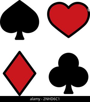 Gruppo di simboli colorati della carta del blackjack icone del casinò vettore Illustrazione Vettoriale