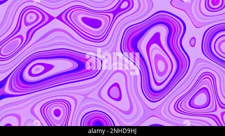 Astratto sfondo orizzontale con coloratissime onde viola e rosa. Carta da parati alla moda in stile retrò 60s, 70s, 80s. Foto Stock