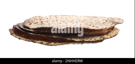 Gustoso matzos su sfondo bianco. Festa della Pasqua (Pesach) Foto Stock