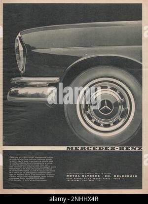 Pubblicità della rivista francese Mercedes Benz vintage Parigi Match pubblicità Mercedes annuncio 1965 Foto Stock