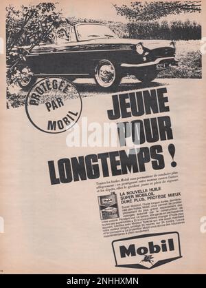 Mobil pubblicita Mobil vintage rivista pubblicità Jeune pour Longemps francese Mobil pubblicità Foto Stock