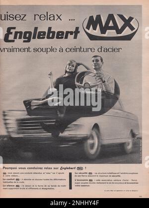 Pubblicità Pubblicità Englebert Max pubblicità rivista 1960s Foto Stock