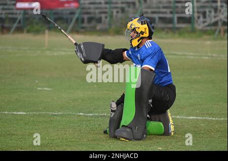 India. 21st Feb, 2023. Azione di Goal Keeper. (Credit Image: © Suraranjan Nandi/Pacific Press via ZUMA Press Wire) SOLO PER USO EDITORIALE! Non per USO commerciale! Foto Stock