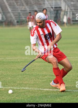 India. 21st Feb, 2023. Azione di Hockey giocatore di Punjab Sports Club in Calcutta Hockey League, 2023 a Kolkata. (Credit Image: © Suraranjan Nandi/Pacific Press via ZUMA Press Wire) SOLO PER USO EDITORIALE! Non per USO commerciale! Foto Stock
