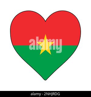 Burkina Faso Heart Shape Flag. Ama il Burkina Faso. Visita Burkina Faso. Africa occidentale. Unione Africana. Disegno grafico dell'illustrazione vettoriale. Illustrazione Vettoriale