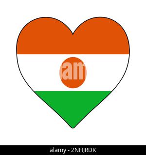 Niger Heart Shape Flag. Amore Niger. Visita Niger. Africa occidentale. Unione Africana. Disegno grafico dell'illustrazione vettoriale. Illustrazione Vettoriale