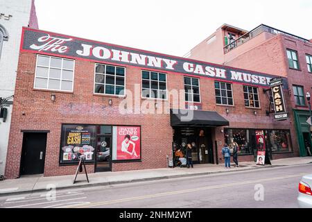 Questo museo in mattoni rossi mostra foto e cimeli dell'icona della vita musicale Johnny Cash Foto Stock