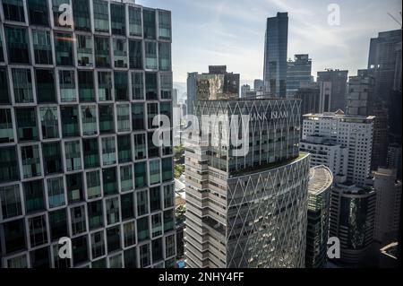 Kuala Lumpur, Malesia - 22 Febbraio 2023: Vista aerea panoramica del centro di Kuala Lumpur con il grattacielo più alto. Immagine del paesaggio urbano di Kuala Lumpur Foto Stock