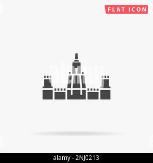 Icona vettore piatto Castello. Illustrazioni di disegno di stile disegnate a mano. Illustrazione Vettoriale