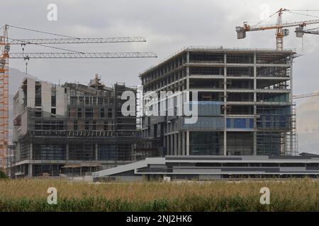 La costruzione della sede centrale di Amazon sul sito River Club a Città del Capo, Sud Africa. Foto Stock