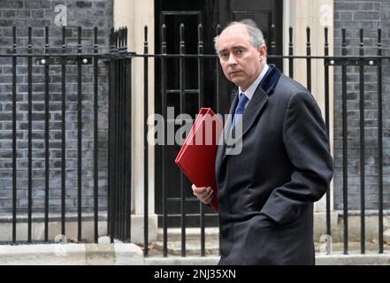 Lord Dominic Johnson / Baron Johnson di Lainston (Ministro di Stato nel Dipartimento per le imprese e il commercio) lasciando 10 Downing Street, febbraio 2023 Foto Stock